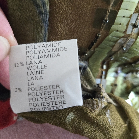 Rare Vintage Custo Barcelona Boho Silk Cotton Wool Sequin Volcano Top Size M - Picture 7 of 8